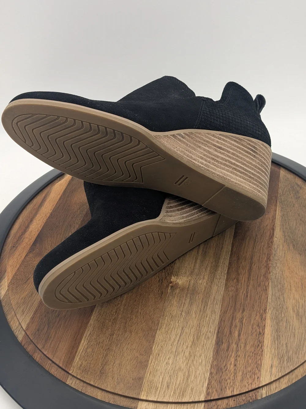 TOMS Women's Black Suede Wedge Chelsea Ankle Booties  Size 11